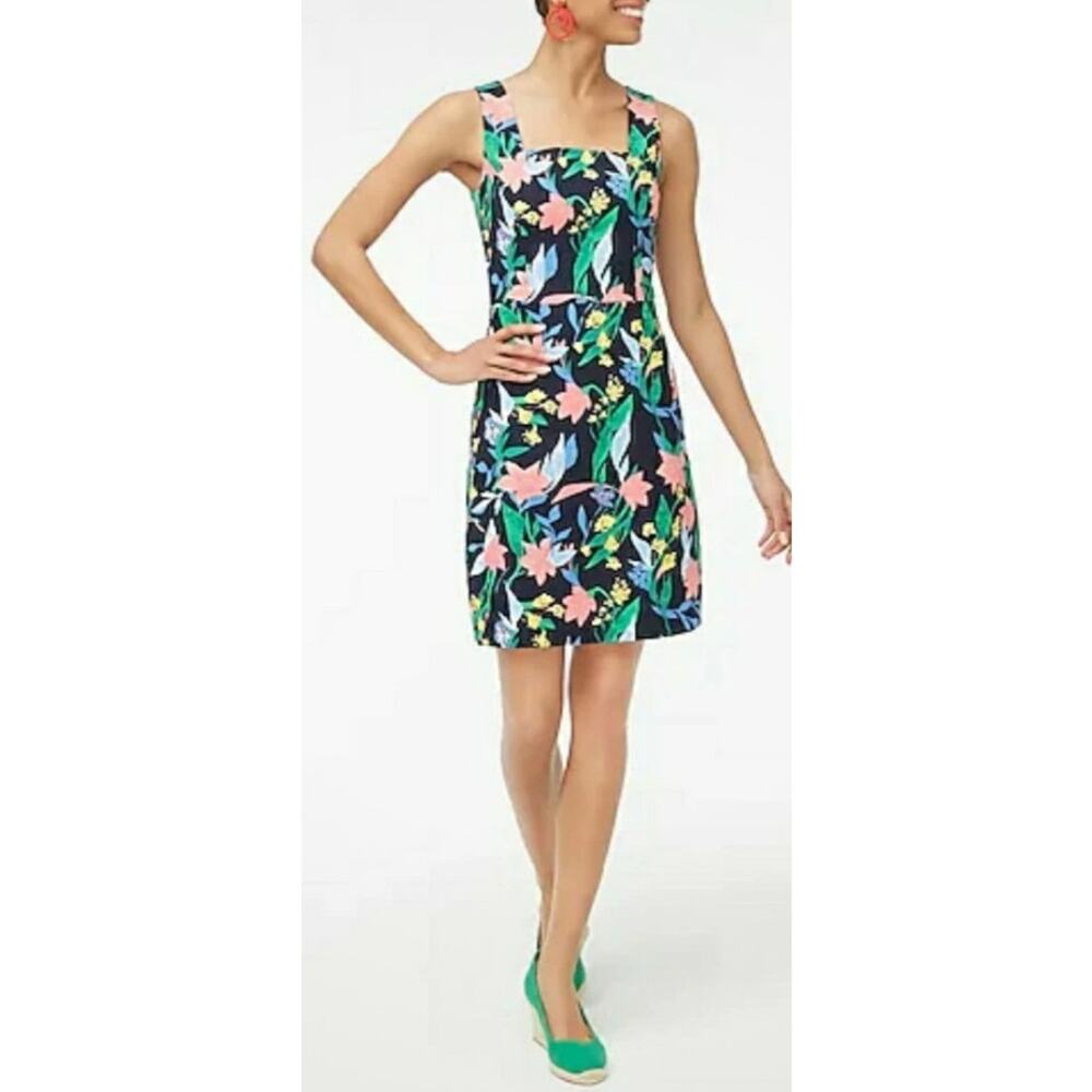 J. Crew Floral Basketweave Square Neck Shift Dress Size 6 - Picture 2 of 11